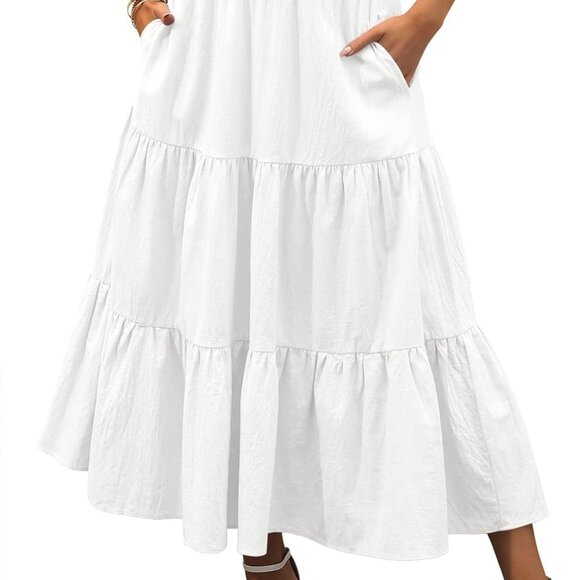 Dresses & Skirts - Women’s Summer Boho Flowy Swing Tiered A-Line Maxi Skirt 2025 Fashion Trendy Ela